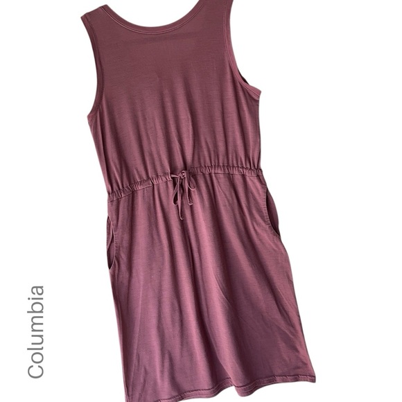 COLUMBIA | NWOT SLEEVELESS DRAWSTRING WAIST DRESS OUTDOOR TRAVEL MAUVE | XS - Picture 1 of 10